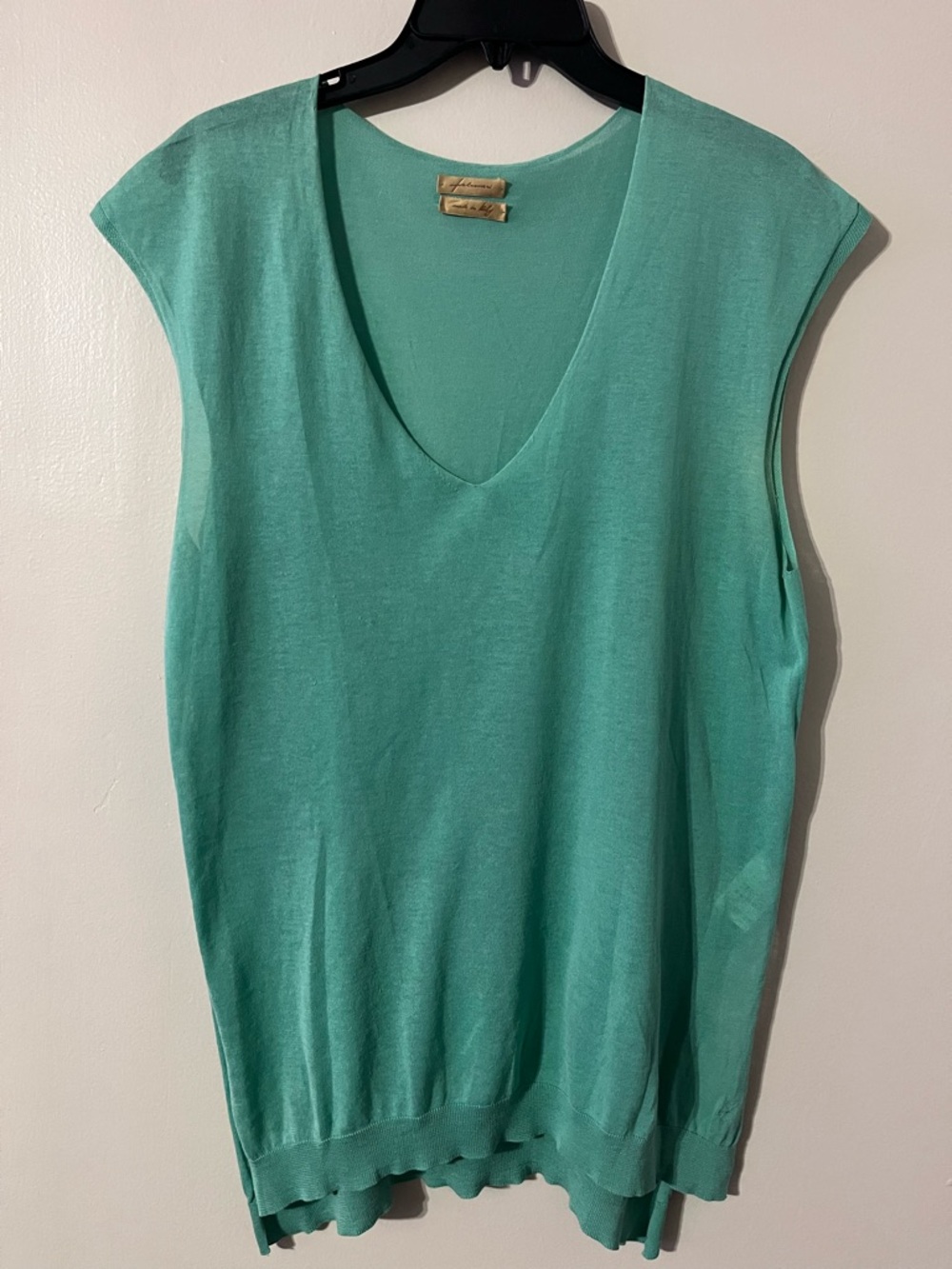 Falconeri Sleeveless V-Neck 100% Soft Cotton Top Made in Italy Sz L